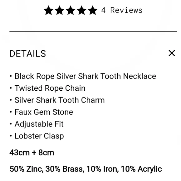 DISTURBIA "Shark Tooth" Rope Necklace - Picture 9 of 9